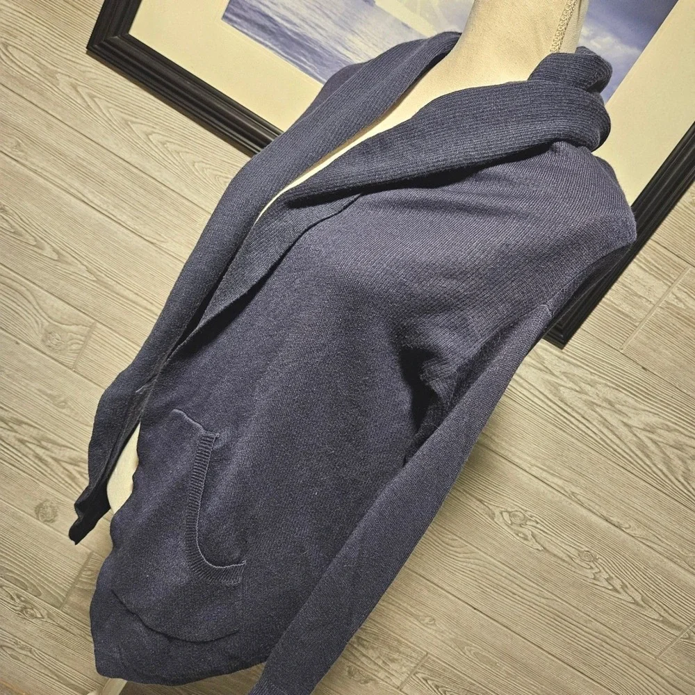 Lululemon Cabin Yogi Wrap Open Front Cardigan Navy Blue Cashmere Blend Size 4